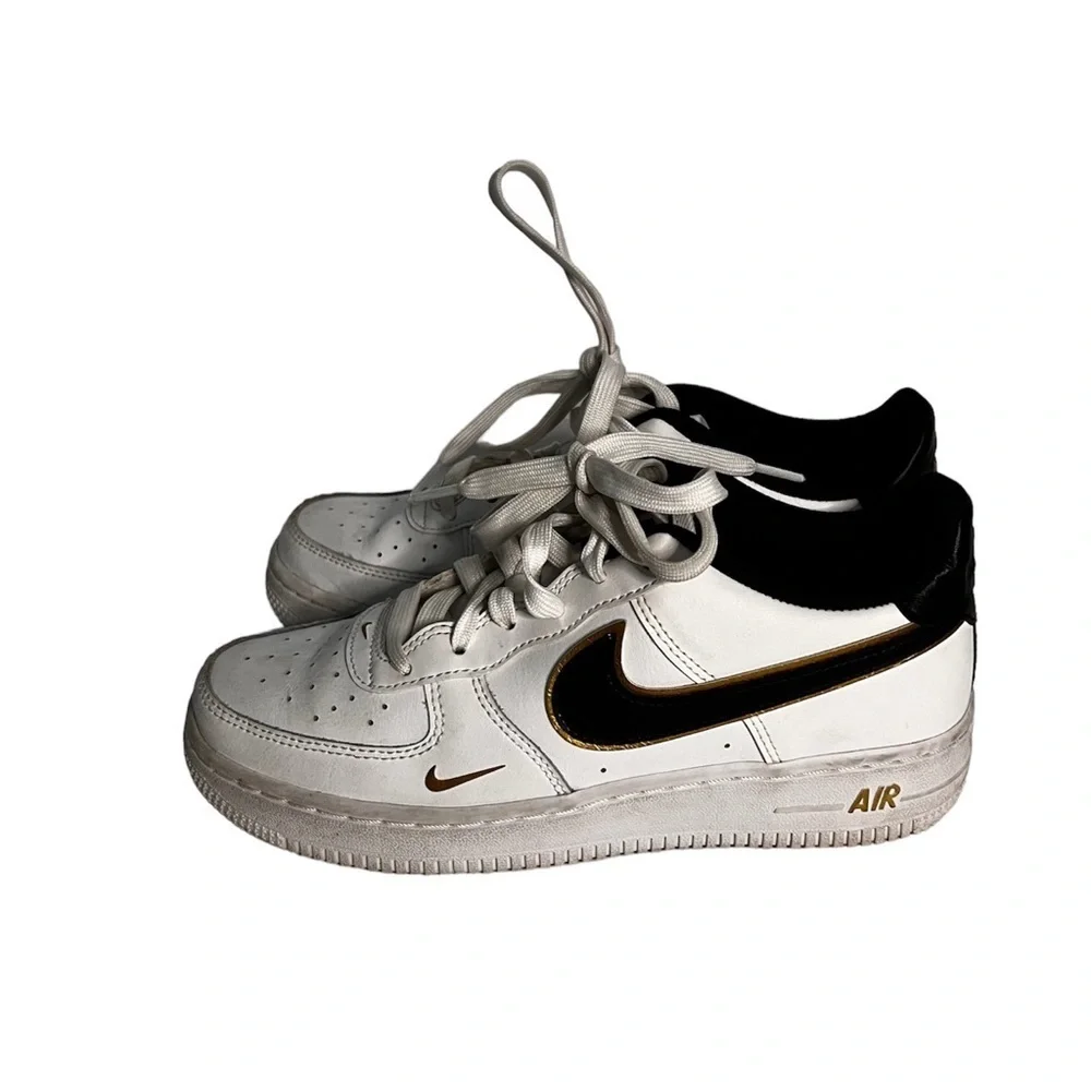 Air Force ones black gold sneaker shoes